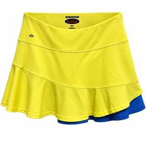 Bollé Tennis Skort Size S Yellow Blue Built-In Shorts Performance